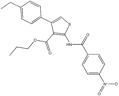 propyl 4-(4-ethylphenyl)-2-({4-nitrobenzoyl}amino)-3-thiophenecarboxylate Structure