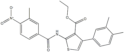 ethyl 4-(3,4-dimethylphenyl)-2-({4-nitro-3-methylbenzoyl}amino)-3-thiophenecarboxylate Structure