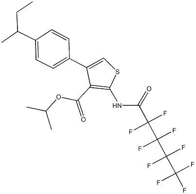 isopropyl 4-(4-sec-butylphenyl)-2-[(2,2,3,3,4,4,5,5,5-nonafluoropentanoyl)amino]-3-thiophenecarboxylate 구조식 이미지