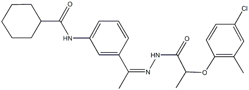 N-(3-{N-[2-(4-chloro-2-methylphenoxy)propanoyl]ethanehydrazonoyl}phenyl)cyclohexanecarboxamide 구조식 이미지