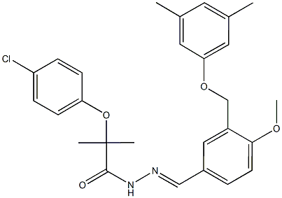 2-(4-chlorophenoxy)-N'-{3-[(3,5-dimethylphenoxy)methyl]-4-methoxybenzylidene}-2-methylpropanohydrazide 구조식 이미지