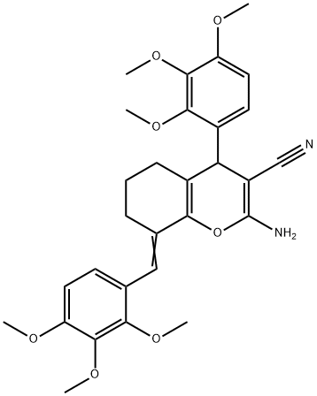 2-amino-8-(2,3,4-trimethoxybenzylidene)-4-(2,3,4-trimethoxyphenyl)-5,6,7,8-tetrahydro-4H-chromene-3-carbonitrile Structure