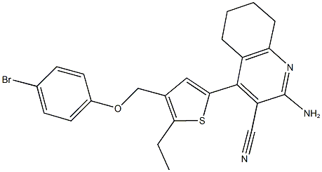 2-amino-4-{4-[(4-bromophenoxy)methyl]-5-ethyl-2-thienyl}-5,6,7,8-tetrahydro-3-quinolinecarbonitrile 구조식 이미지