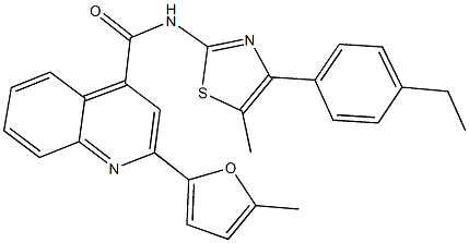 N-[4-(4-ethylphenyl)-5-methyl-1,3-thiazol-2-yl]-2-(5-methyl-2-furyl)-4-quinolinecarboxamide 구조식 이미지