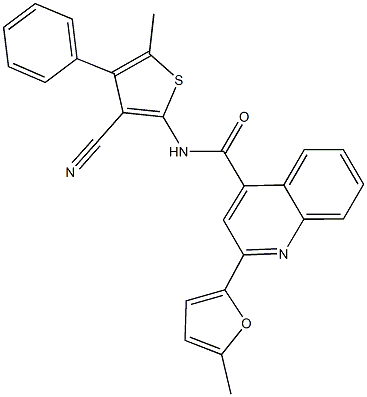 N-(3-cyano-5-methyl-4-phenyl-2-thienyl)-2-(5-methyl-2-furyl)-4-quinolinecarboxamide Structure