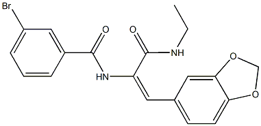 N-{2-(1,3-benzodioxol-5-yl)-1-[(ethylamino)carbonyl]vinyl}-3-bromobenzamide 구조식 이미지