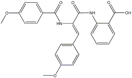 2-{[2-[(4-methoxybenzoyl)amino]-3-(4-methoxyphenyl)acryloyl]amino}benzoic acid 구조식 이미지