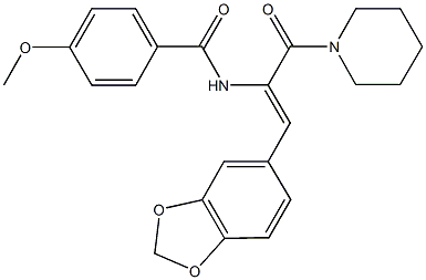 N-[2-(1,3-benzodioxol-5-yl)-1-(1-piperidinylcarbonyl)vinyl]-4-methoxybenzamide 구조식 이미지