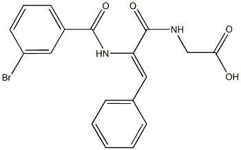 ({2-[(3-bromobenzoyl)amino]-3-phenylacryloyl}amino)acetic acid 구조식 이미지