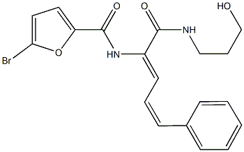 5-bromo-N-(1-{[(3-hydroxypropyl)amino]carbonyl}-4-phenyl-1,3-butadienyl)-2-furamide 구조식 이미지