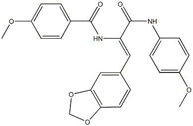 N-{2-(1,3-benzodioxol-5-yl)-1-[(4-methoxyanilino)carbonyl]vinyl}-4-methoxybenzamide Structure