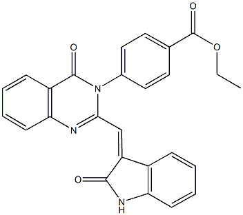 ethyl 4-(4-oxo-2-[(2-oxo-1,2-dihydro-3H-indol-3-ylidene)methyl]-3(4H)-quinazolinyl)benzoate Structure