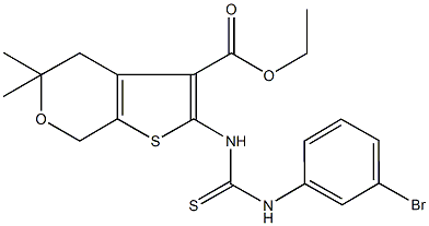 ethyl 2-{[(3-bromoanilino)carbothioyl]amino}-5,5-dimethyl-4,7-dihydro-5H-thieno[2,3-c]pyran-3-carboxylate 구조식 이미지