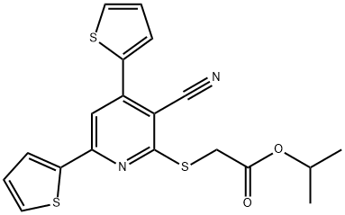 1-methylethyl [(3-cyano-4,6-dithien-2-ylpyridin-2-yl)sulfanyl]acetate Structure