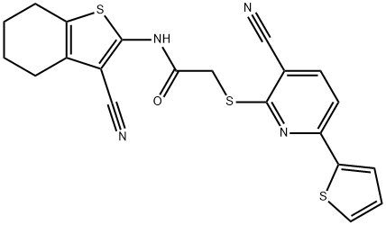 N-(3-cyano-4,5,6,7-tetrahydro-1-benzothien-2-yl)-2-{[3-cyano-6-(2-thienyl)-2-pyridinyl]sulfanyl}acetamide Structure