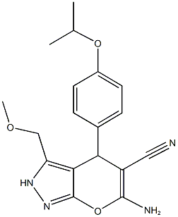 6-amino-4-(4-isopropoxyphenyl)-3-(methoxymethyl)-2,4-dihydropyrano[2,3-c]pyrazole-5-carbonitrile Structure