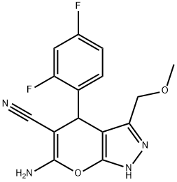 6-amino-4-(2,4-difluorophenyl)-3-(methoxymethyl)-1,4-dihydropyrano[2,3-c]pyrazole-5-carbonitrile 구조식 이미지