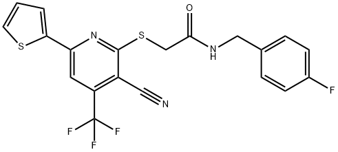 2-{[3-cyano-6-(2-thienyl)-4-(trifluoromethyl)-2-pyridinyl]sulfanyl}-N-(4-fluorobenzyl)acetamide 구조식 이미지
