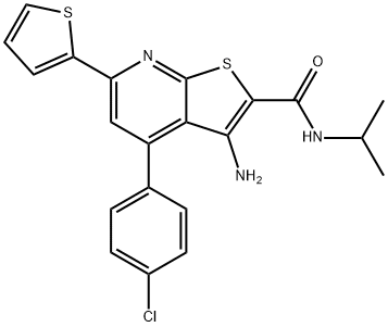 3-amino-4-(4-chlorophenyl)-N-isopropyl-6-(2-thienyl)thieno[2,3-b]pyridine-2-carboxamide 구조식 이미지