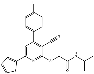 2-{[3-cyano-4-(4-fluorophenyl)-6-(2-thienyl)-2-pyridinyl]sulfanyl}-N-isopropylacetamide 구조식 이미지