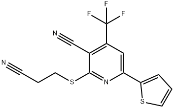 2-[(2-cyanoethyl)sulfanyl]-6-(2-thienyl)-4-(trifluoromethyl)nicotinonitrile 구조식 이미지