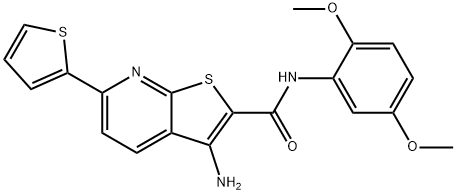 3-amino-N-(2,5-dimethoxyphenyl)-6-(2-thienyl)thieno[2,3-b]pyridine-2-carboxamide 구조식 이미지