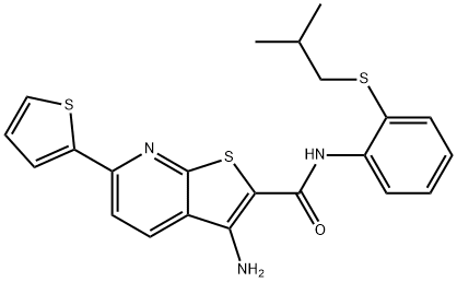 3-amino-N-[2-(isobutylsulfanyl)phenyl]-6-(2-thienyl)thieno[2,3-b]pyridine-2-carboxamide Structure