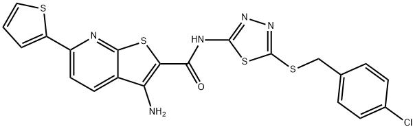 3-amino-N-{5-[(4-chlorobenzyl)sulfanyl]-1,3,4-thiadiazol-2-yl}-6-(2-thienyl)thieno[2,3-b]pyridine-2-carboxamide Structure