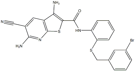 3,6-diamino-N-(2-{[(3-bromophenyl)methyl]sulfanyl}phenyl)-5-cyanothieno[2,3-b]pyridine-2-carboxamide Structure