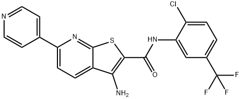 3-amino-N-[2-chloro-5-(trifluoromethyl)phenyl]-6-(4-pyridinyl)thieno[2,3-b]pyridine-2-carboxamide 구조식 이미지