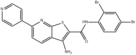 3-amino-N-(2,4-dibromophenyl)-6-(4-pyridinyl)thieno[2,3-b]pyridine-2-carboxamide 구조식 이미지