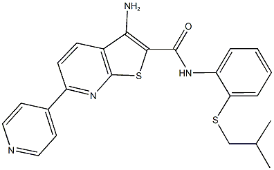 3-amino-N-[2-(isobutylsulfanyl)phenyl]-6-(4-pyridinyl)thieno[2,3-b]pyridine-2-carboxamide 구조식 이미지