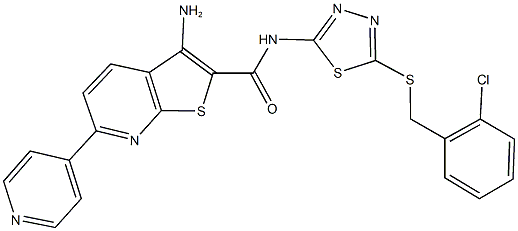 3-amino-N-{5-[(2-chlorobenzyl)sulfanyl]-1,3,4-thiadiazol-2-yl}-6-(4-pyridinyl)thieno[2,3-b]pyridine-2-carboxamide Structure