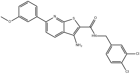 3-amino-N-(3,4-dichlorobenzyl)-6-(3-methoxyphenyl)thieno[2,3-b]pyridine-2-carboxamide 구조식 이미지