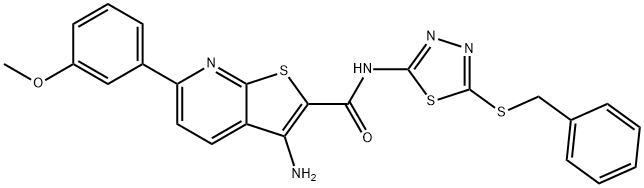 3-amino-N-[5-(benzylsulfanyl)-1,3,4-thiadiazol-2-yl]-6-(3-methoxyphenyl)thieno[2,3-b]pyridine-2-carboxamide Structure