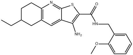 3-amino-6-ethyl-N-(2-methoxybenzyl)-5,6,7,8-tetrahydrothieno[2,3-b]quinoline-2-carboxamide 구조식 이미지