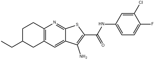 3-amino-N-(3-chloro-4-fluorophenyl)-6-ethyl-5,6,7,8-tetrahydrothieno[2,3-b]quinoline-2-carboxamide 구조식 이미지