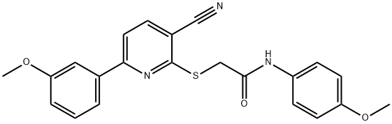 2-{[3-cyano-6-(3-methoxyphenyl)-2-pyridinyl]sulfanyl}-N-(4-methoxyphenyl)acetamide Structure