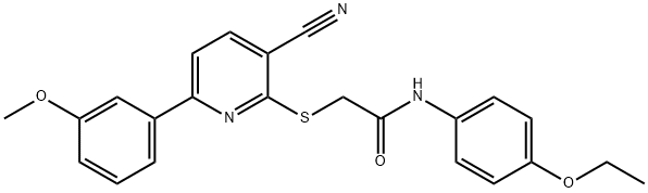 2-{[3-cyano-6-(3-methoxyphenyl)-2-pyridinyl]sulfanyl}-N-(4-ethoxyphenyl)acetamide Structure