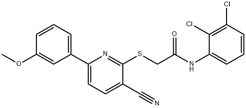 2-{[3-cyano-6-(3-methoxyphenyl)-2-pyridinyl]sulfanyl}-N-(2,3-dichlorophenyl)acetamide 구조식 이미지