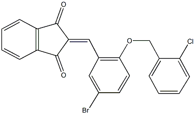 2-{5-bromo-2-[(2-chlorobenzyl)oxy]benzylidene}-1H-indene-1,3(2H)-dione Structure