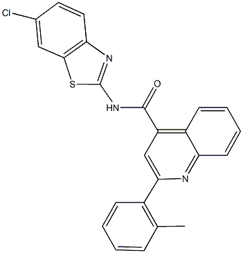 N-(6-chloro-1,3-benzothiazol-2-yl)-2-(2-methylphenyl)quinoline-4-carboxamide 구조식 이미지