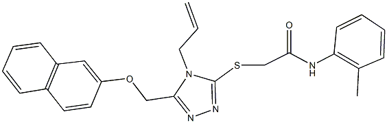2-({4-allyl-5-[(2-naphthyloxy)methyl]-4H-1,2,4-triazol-3-yl}sulfanyl)-N-(2-methylphenyl)acetamide 구조식 이미지