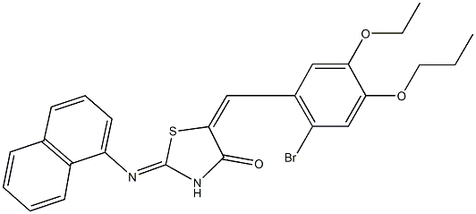 5-(2-bromo-5-ethoxy-4-propoxybenzylidene)-2-(1-naphthylimino)-1,3-thiazolidin-4-one Structure