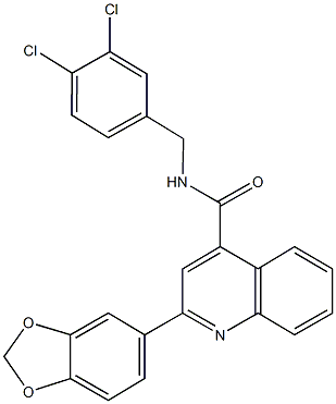 2-(1,3-benzodioxol-5-yl)-N-(3,4-dichlorobenzyl)-4-quinolinecarboxamide Structure