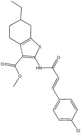 methyl 2-{[3-(4-chlorophenyl)acryloyl]amino}-6-ethyl-4,5,6,7-tetrahydro-1-benzothiophene-3-carboxylate 구조식 이미지