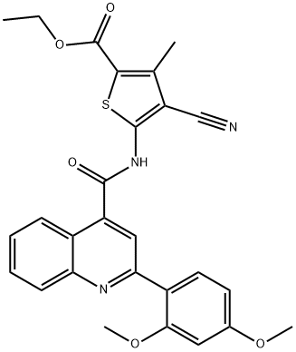 ethyl 4-cyano-5-({[2-(2,4-dimethoxyphenyl)-4-quinolinyl]carbonyl}amino)-3-methyl-2-thiophenecarboxylate Structure