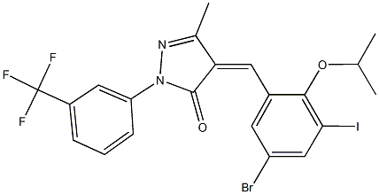 4-(5-bromo-3-iodo-2-isopropoxybenzylidene)-5-methyl-2-[3-(trifluoromethyl)phenyl]-2,4-dihydro-3H-pyrazol-3-one 구조식 이미지