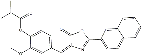 2-methoxy-4-[(2-(2-naphthyl)-5-oxo-1,3-oxazol-4(5H)-ylidene)methyl]phenyl 2-methylpropanoate 구조식 이미지