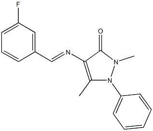 4-[(3-fluorobenzylidene)amino]-2,5-dimethyl-1-phenyl-1,2-dihydro-3H-pyrazol-3-one Structure